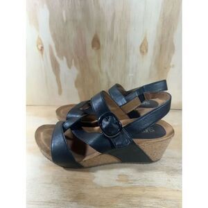 Eurosoft Black Wedge Sandals Women’s Size 9